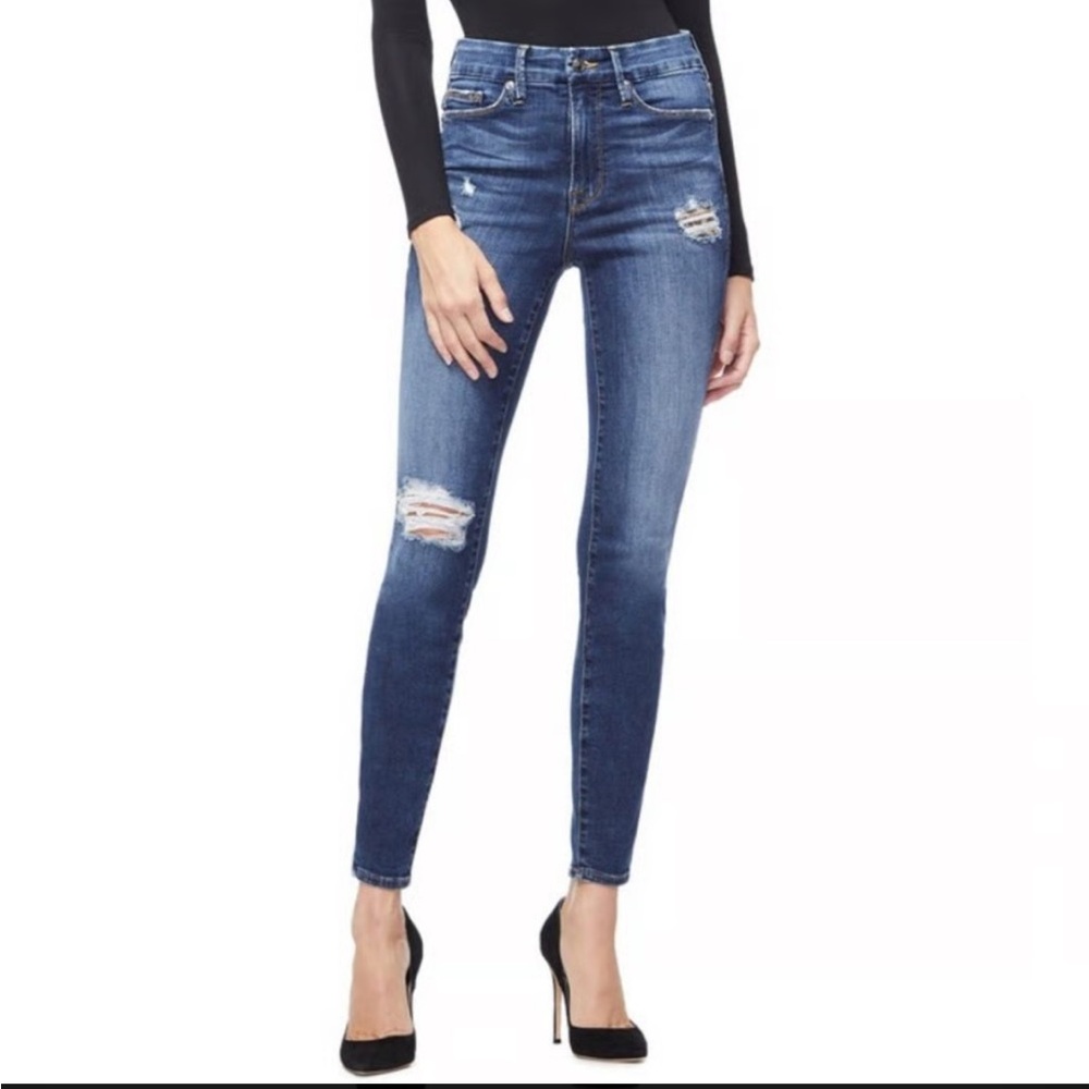 GOOD AMERICAN GOOD LEGS SKINNY JEANS GLPB899T BLUE203 Leopard 2/26